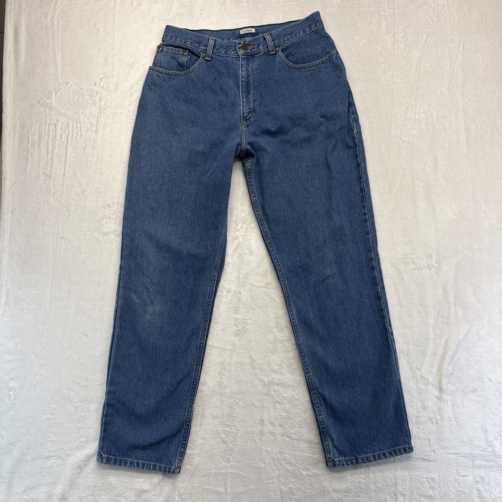 LL Bean Jeans Women Size 12 Blue Denim Original Fit Classic Straight Leg